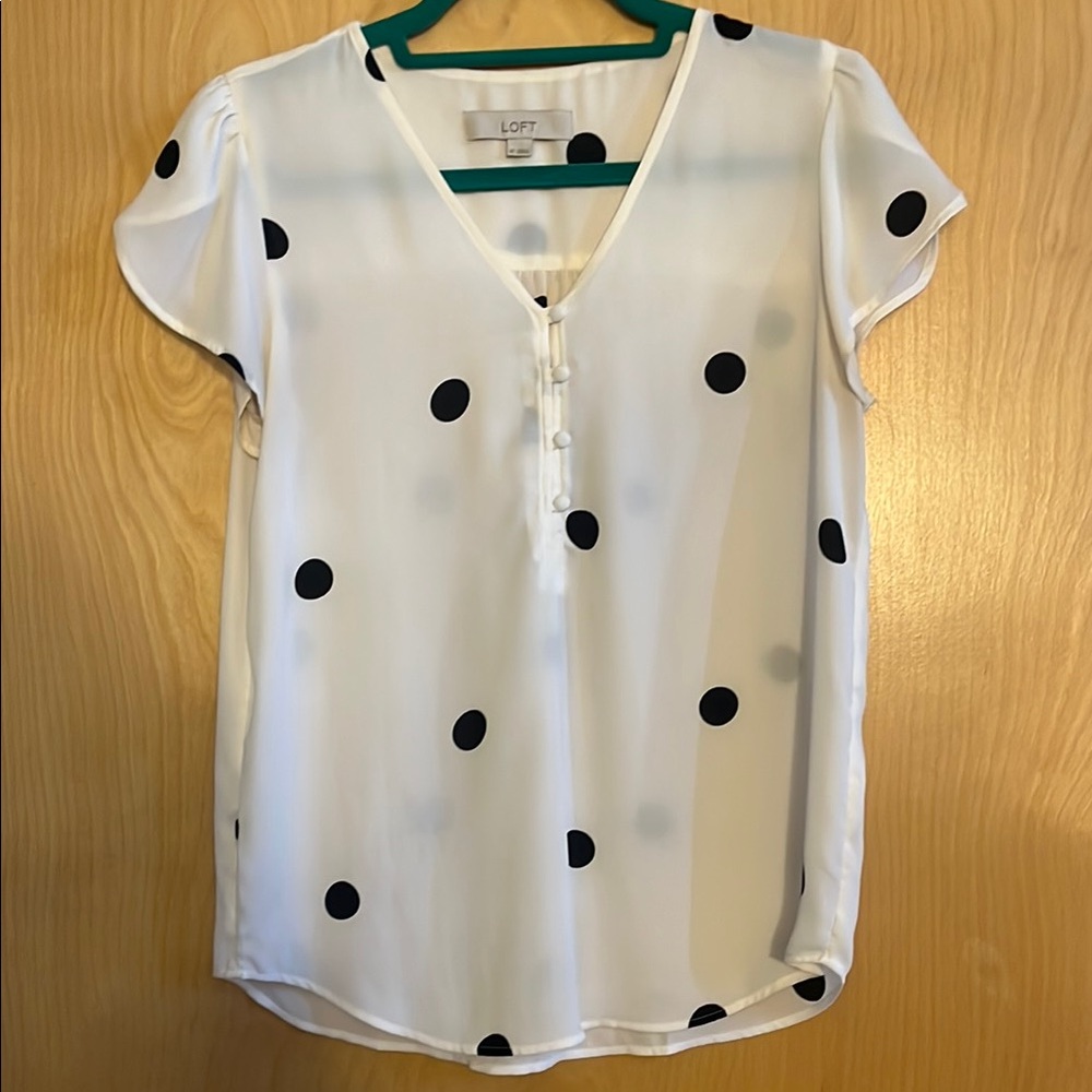 LOFT White Polka Dot Women's Top